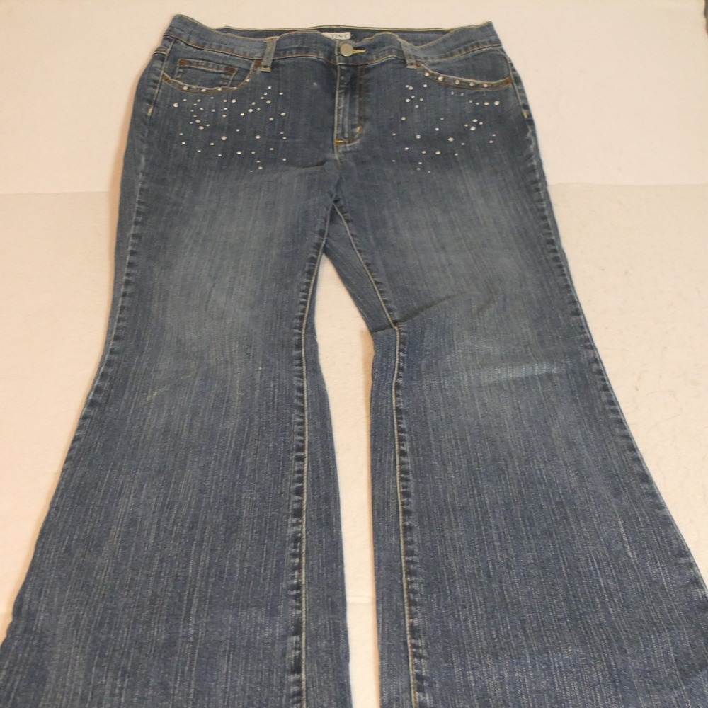 TINT Women Jean 10 Blue Bootcut Rhinestone Embellished Y2K McBling Retro Stretch
